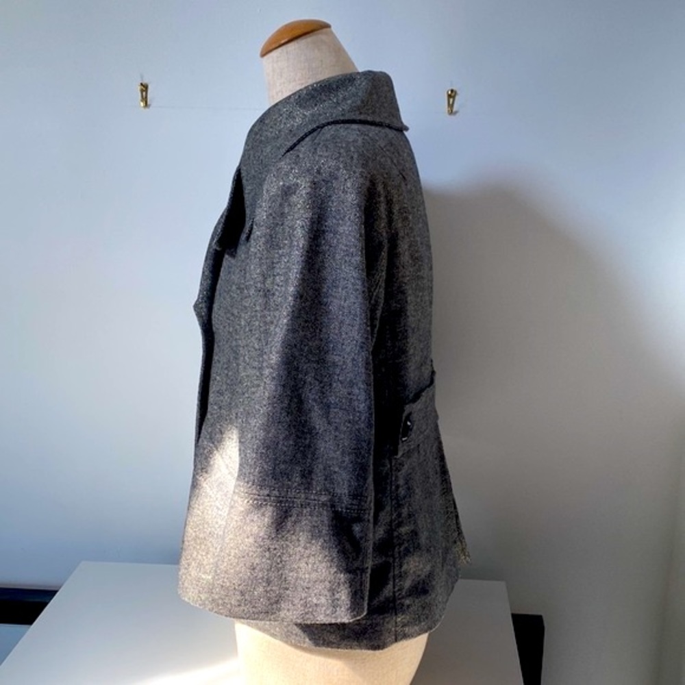 Double Breasted Wool Blend Jacket W/ Metallic Thr… - image 2